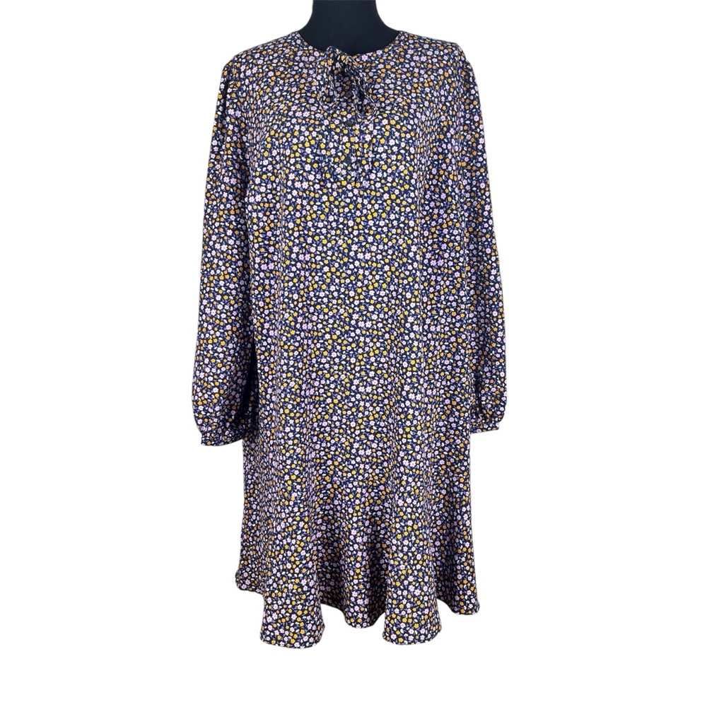 Draper James Navy Floral Tie Neck Dress Size‎ 1X
